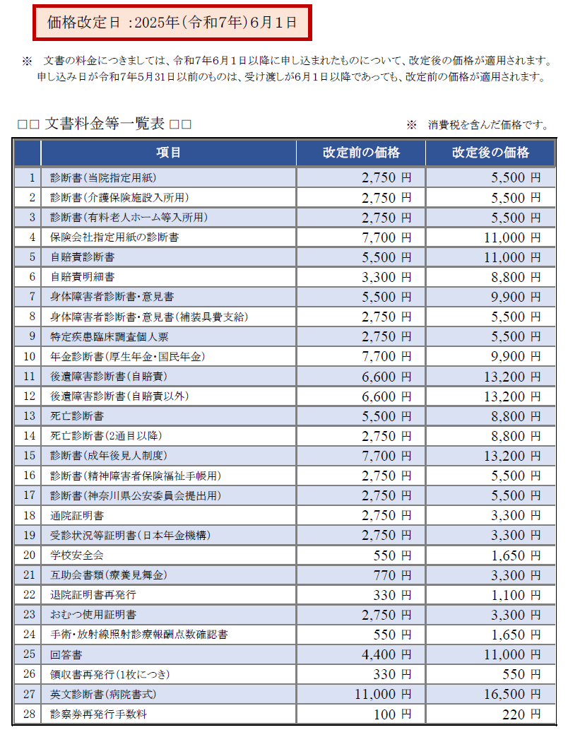 2025年6月文書料金改定_済生会神奈川県病院